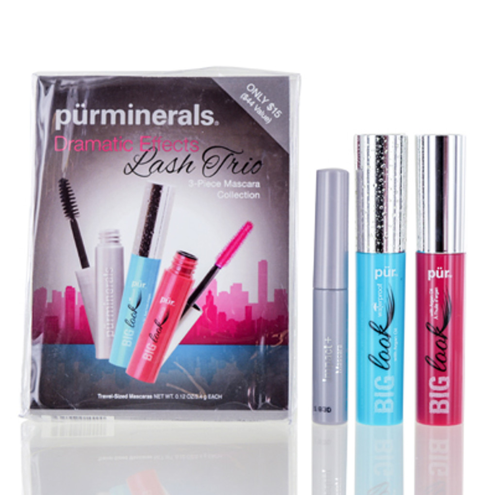 Pur/ dramático efectos lash trio mini colección de rímel de 3 piezas 0,12 oz big look con rímel de aceite de argán negro 0,12 oz big look con rímel de aceite de argán negro resistente al agua 0,12 oz impact + rímel negro 0,12 oz