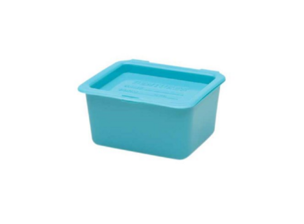Denture Cup Medegen Blue DoubleHinged Lid Reusable