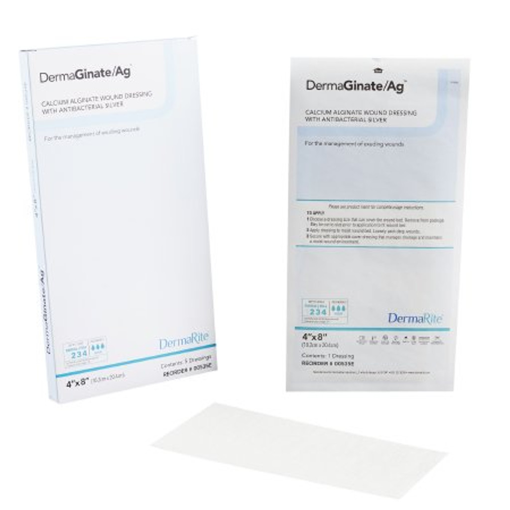 MCK DermaGinate/ Ag Silver Alginate Dressing 4 X 8 Inch Rectangle Sterile - Box of 5