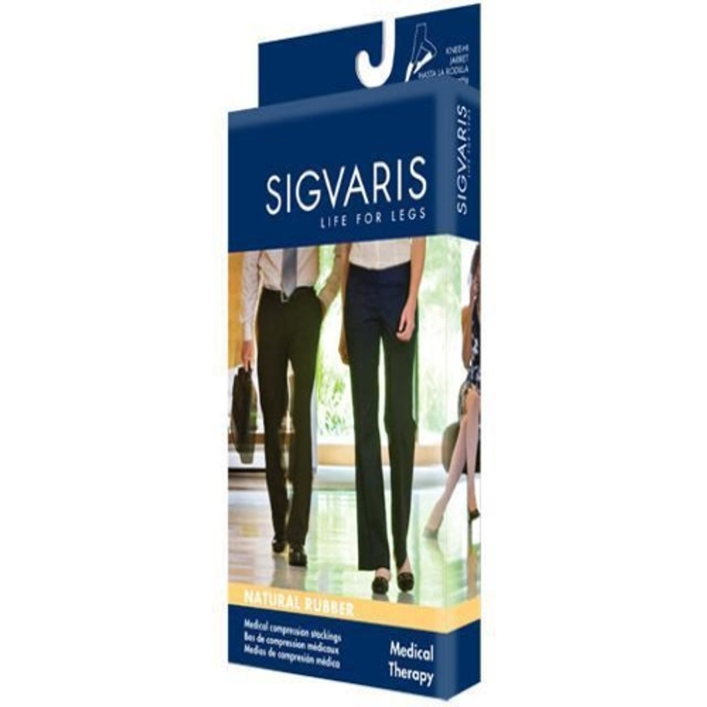 Sigvaris 500 Cuissardes unisexes à bout ouvert en caoutchouc naturel 30-40 mmHg avec Grip-Top - 503N