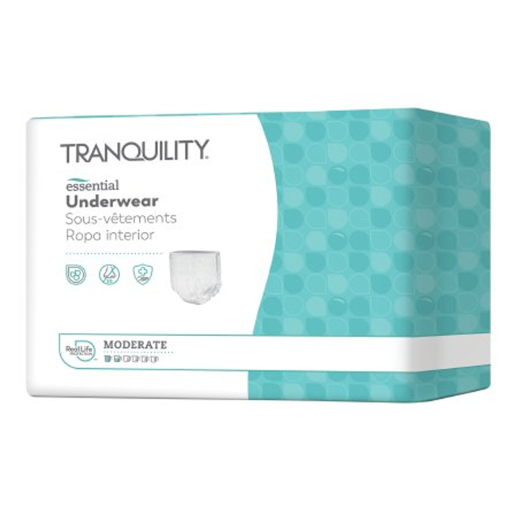 MCK Tranquility Unisex Adult Absorbent Underwear Essential Pull On with Tear Away Seams Small Disposable Moderate Absorbency - Bag of 25