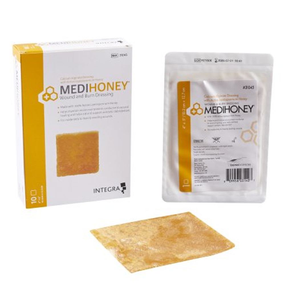 Curativo para feridas impregnado com mel Mck medihoney retângulo 4 x 5 polegadas estéril - 1 contagem