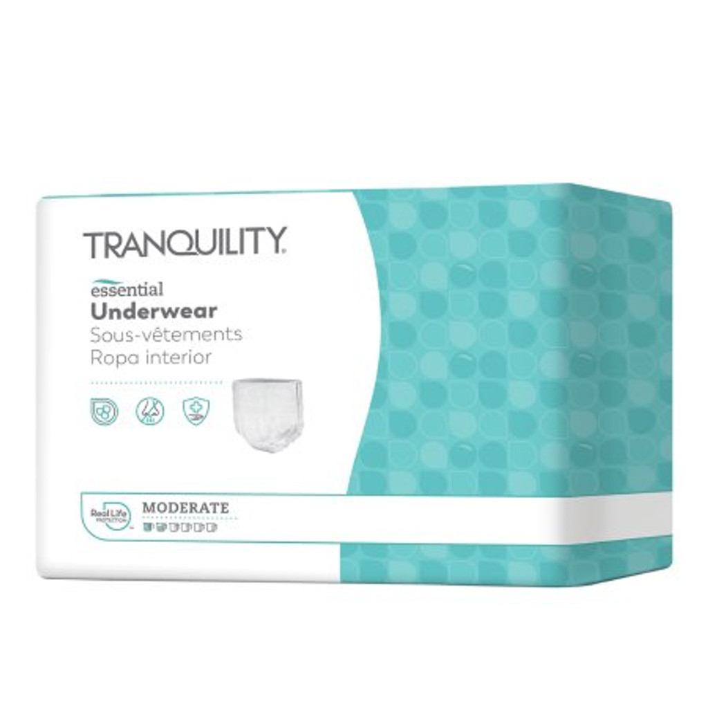 MCK Tranquility Unisex Adult Absorbent Underwear Essential Pull On with Tear Away Seams Medium Disposable Moderate Absorbency - Bag of 25