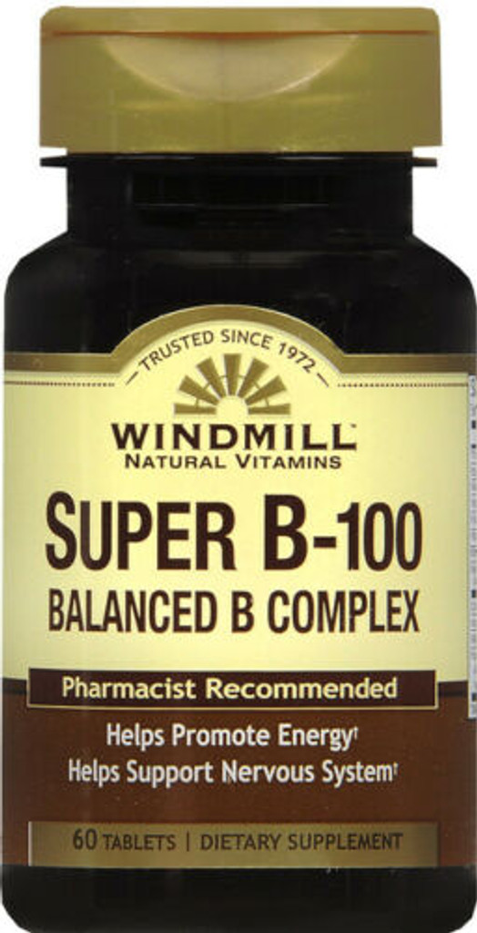 Windmill Super Vitamin B100 Balanced B Complex 60 Ct