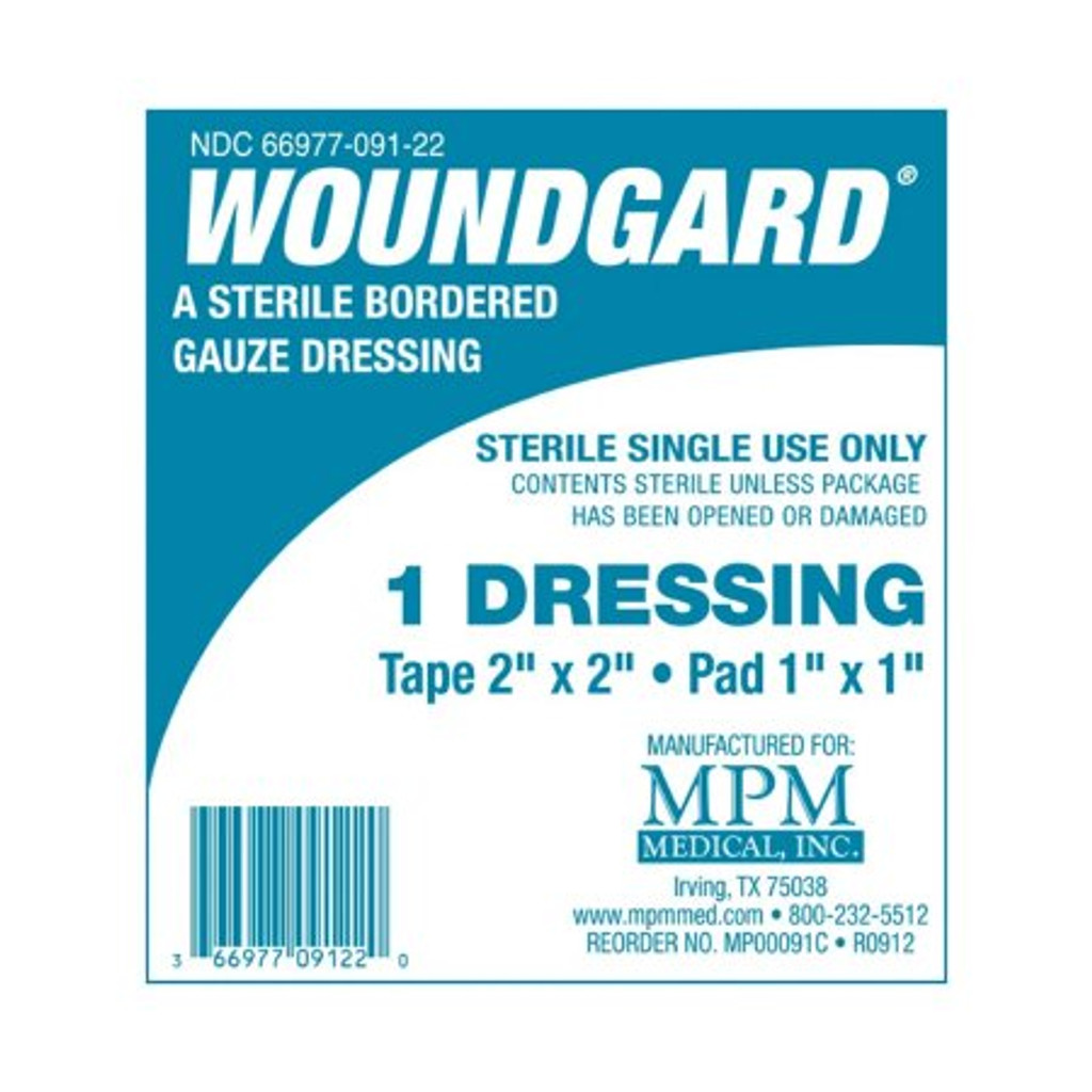 MCK WoundGard selvklebende forbinding 2 X 2 tommers gasbind firkantet hvit steril - pakke med 30 stk.