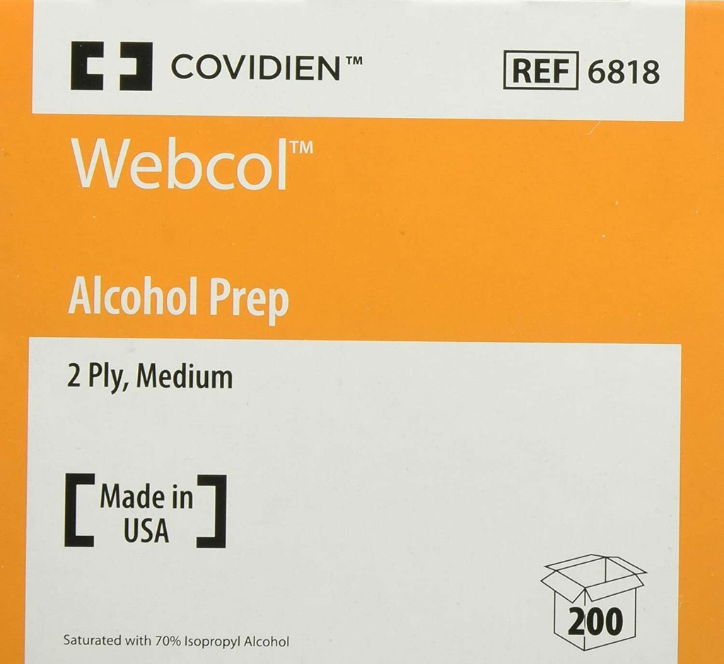 Kendall WEBCOL Préparations d'alcool (stérile) Moyen 2 épaisseurs 200CT #6818