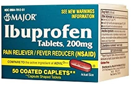 Major Ibuprofen 200mg Caplet Brown 50 Counts