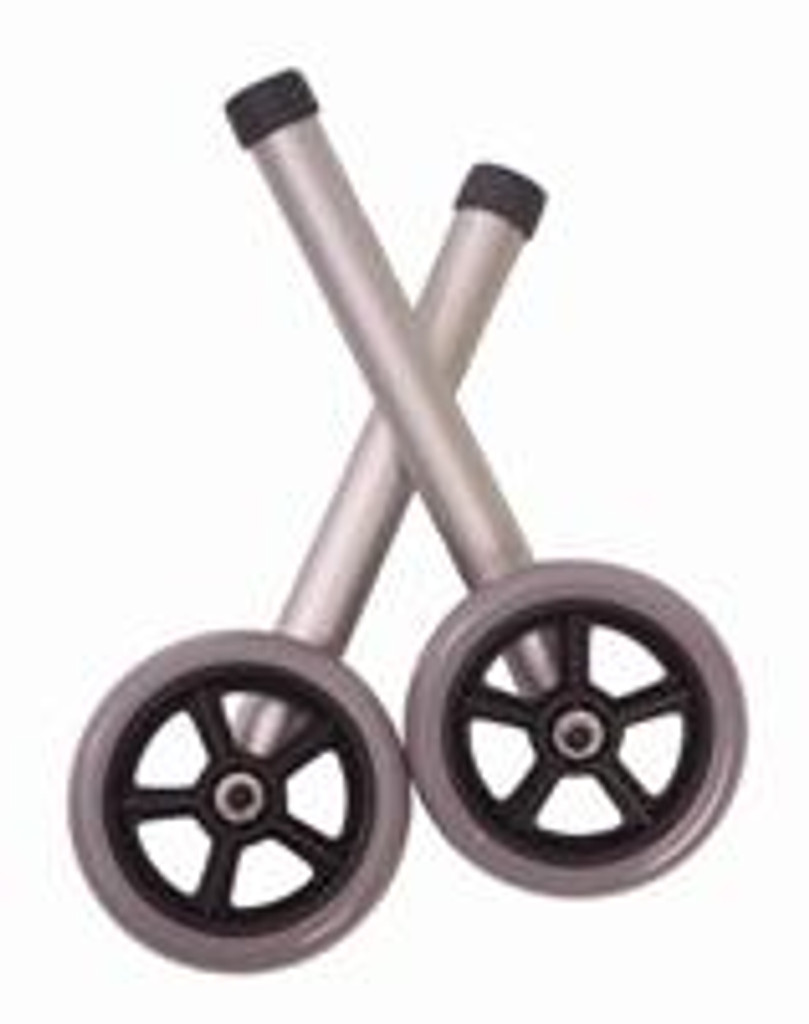 Drive 5" Walker Wheels with Two Sets of Rear Glides for use with Universal Walker - 1 pr