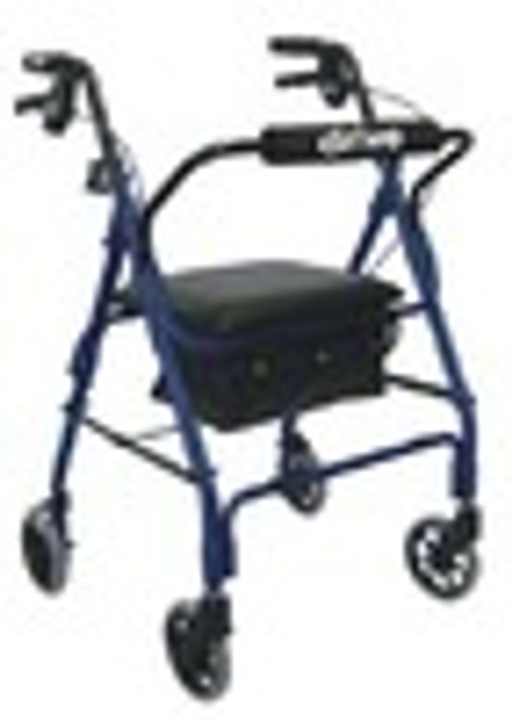 Drive Deluxe Aluminum Rollator with Padded Seat, 6" Casters with Lever Locks and Pouch