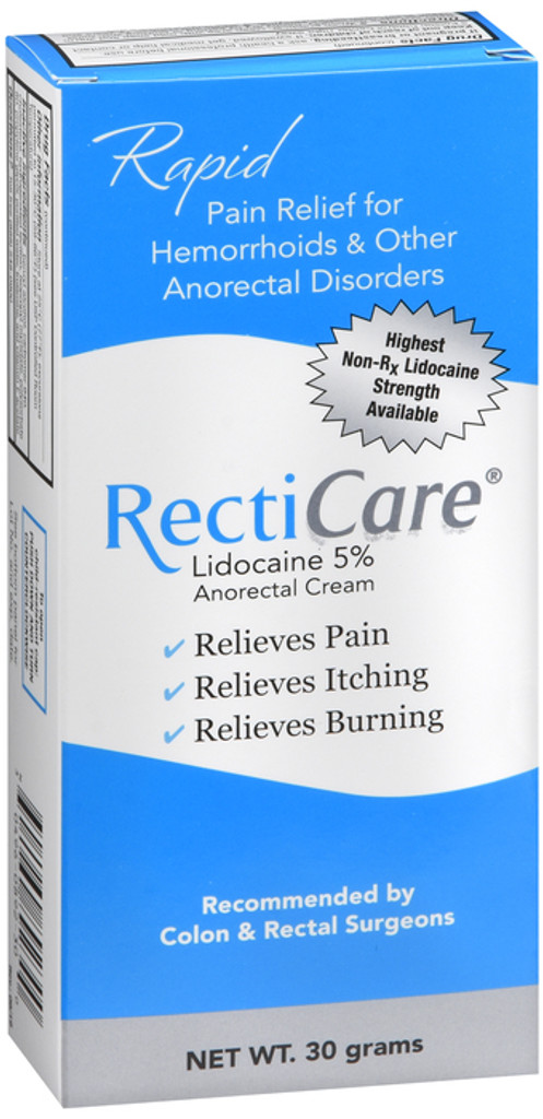 RectiCare Anorectal Lidocaine 5% Cream Paikallinen nukutusvoide peräpukamien ja muiden peräaukon sairauksien hoitoon 30g Tube