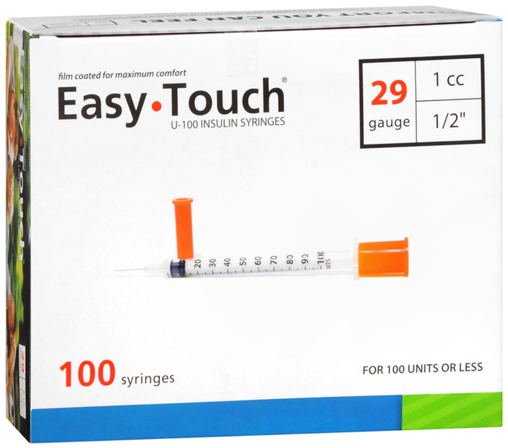 Seringues à insuline EasyTouch U-100-29G 1cc/mL 1/2" Boîte de 100