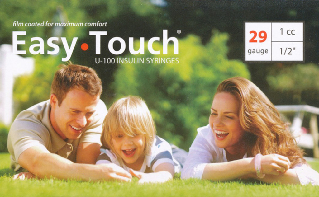 محاقن الأنسولين EasyTouch U-100-29G، 1 سم مكعب/مل، 1/2 بوصة، صندوق 100 قطعة