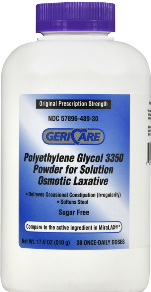 Geri Care Polyethylene Glycol 3350 Powder 17GM Osmotic Laxative 17.9 OZ