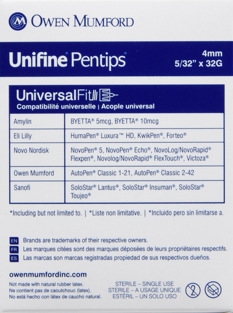 Aiguilles pour stylo Unifine Pentips 4 mm x 32 g, 100 unités