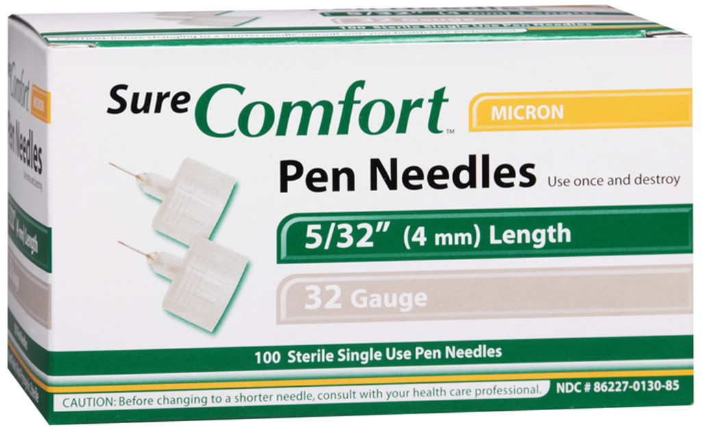 Sure Comfort 32 Gauge 5/32" Mini Pen Needles 100 Counts