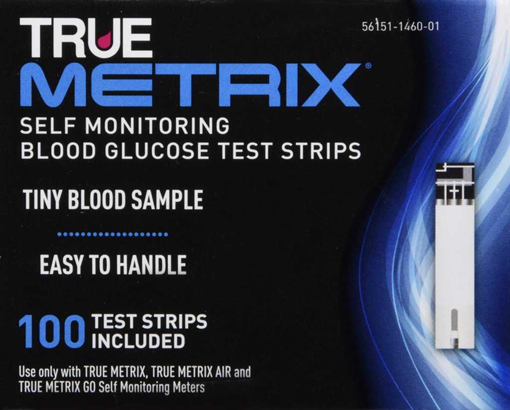 Tiras de teste de glicose no sangue com automonitoramento True metrix 100 contagens