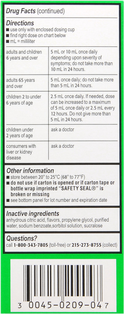 Sirop anti-allergie pour enfants Zyrtec 24 heures avec saveur de raisin sans colorant et sans sucre cétirizine 4 fl. once