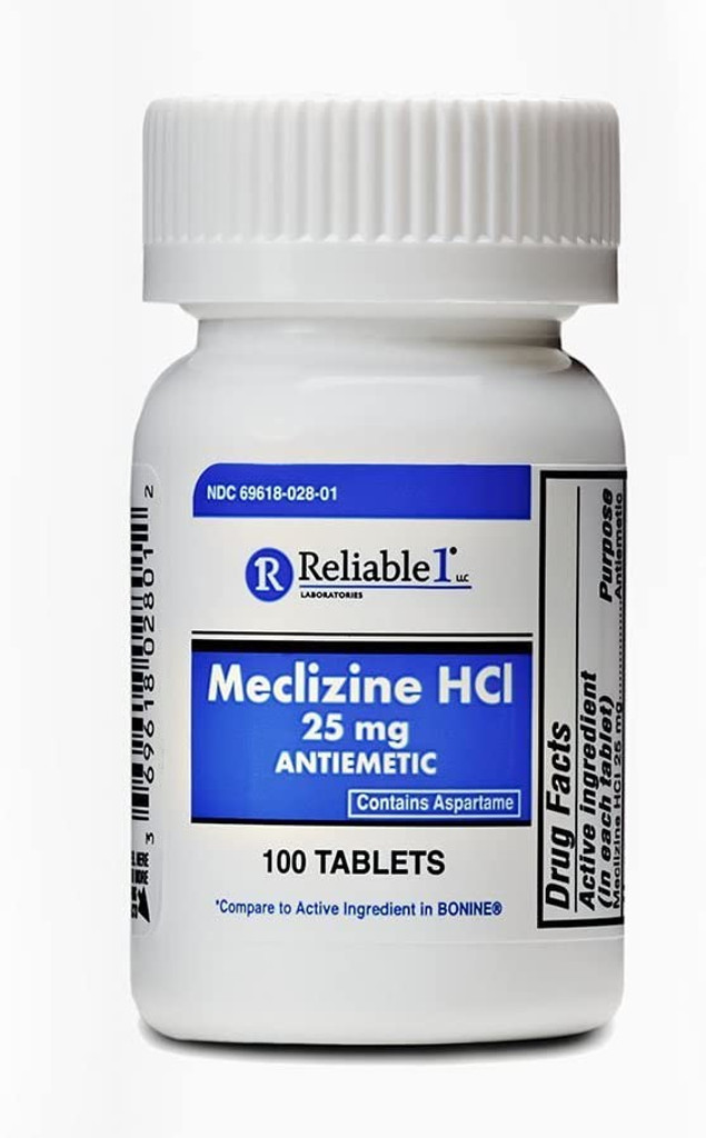 Reliable 1 Meclizine HCL 25mg 100 Tablets