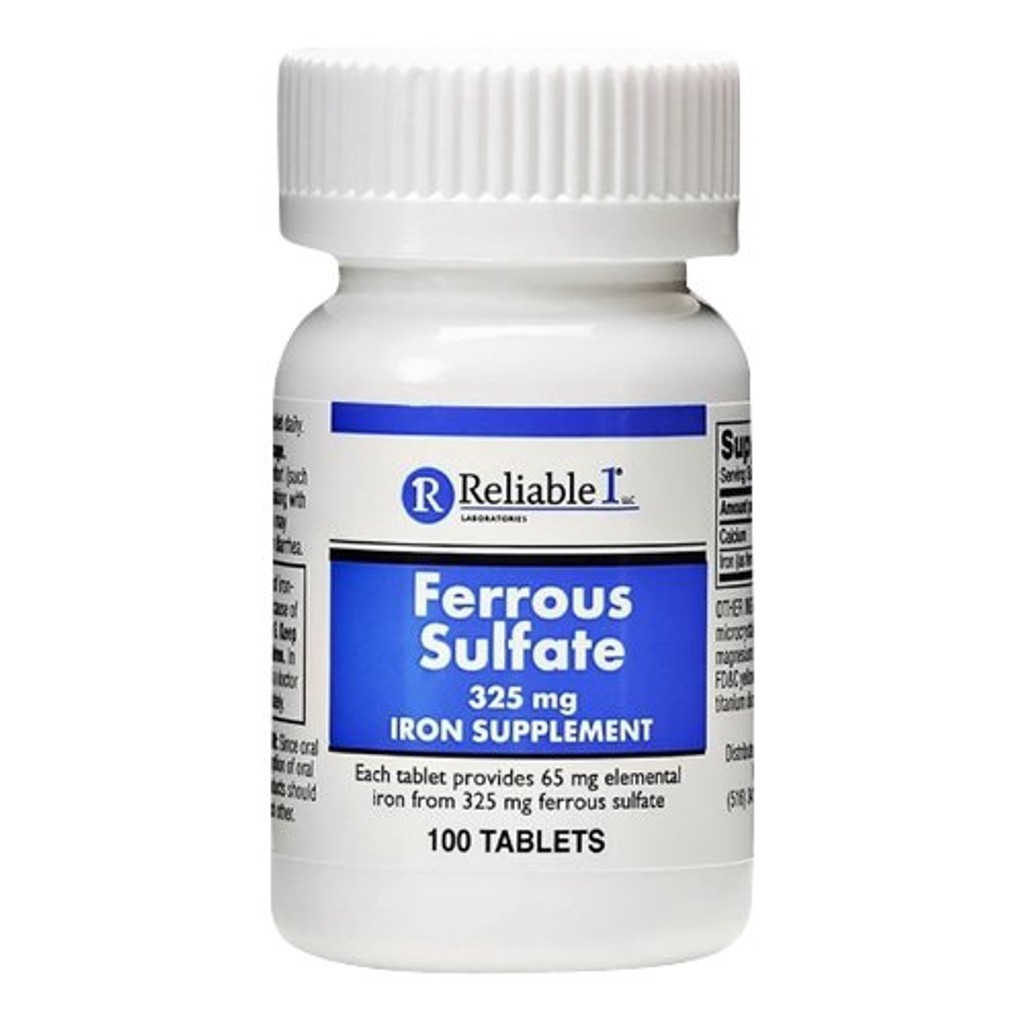 Reliable 1 Ferrous Sulfate 325 mg Iron supplement 100 Tablets