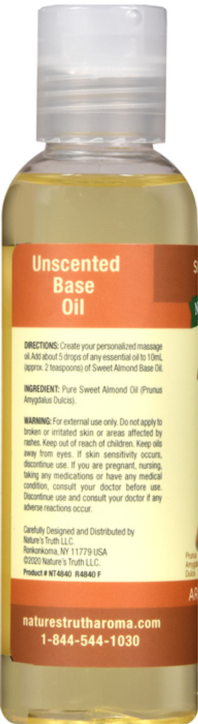 Nature's Truth Sweet Almond Base Skin Care Oil 4 Oz