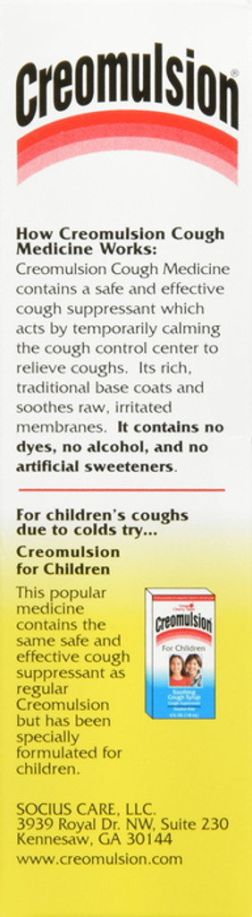 Creomulsion Adult Cough Medicine Syrup 4 Ounce