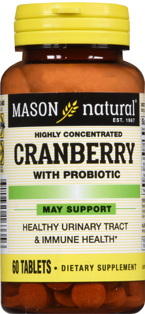 Mason Natural Cranberry with Probiotic and Added Vitamin C and Calcium Tablets 60 Count Dietary Supplement that supports Immune and Intestinal Health