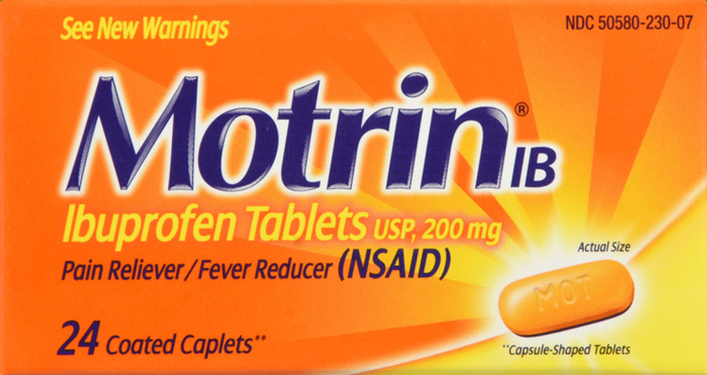 Motrin IB Ibuprofen 200mg 24 Tablets for Fever, Muscle Aches, Headache & Back Pain Relief
