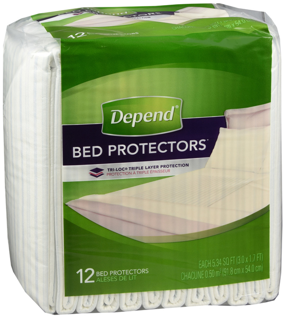 Depend Incontinence Bed Protectors, Disposable Underpad, Overnight Absorbency 2 X 12 Count