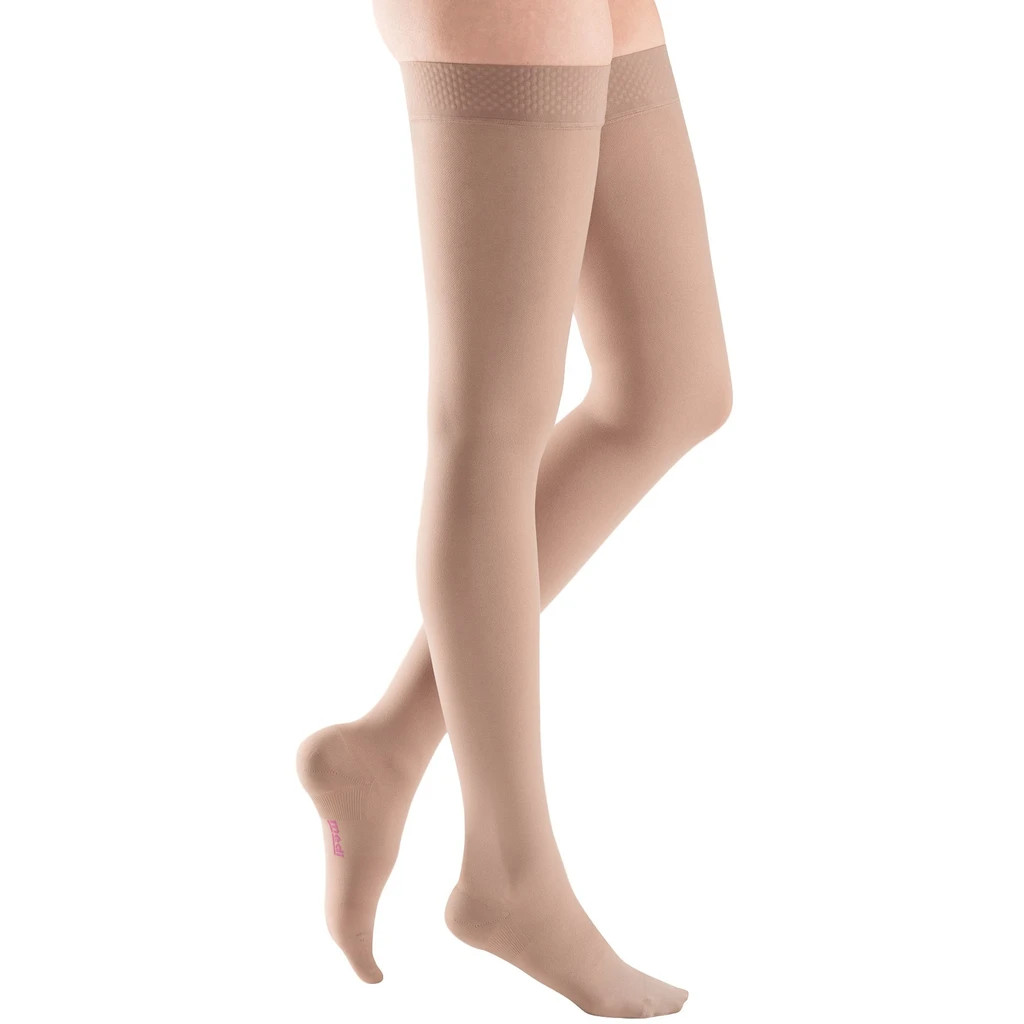 Mediven Plus 20-30 mmHg Closed Toe Thigh High Unisex Stockings w/ Beaded Silicone Top Band