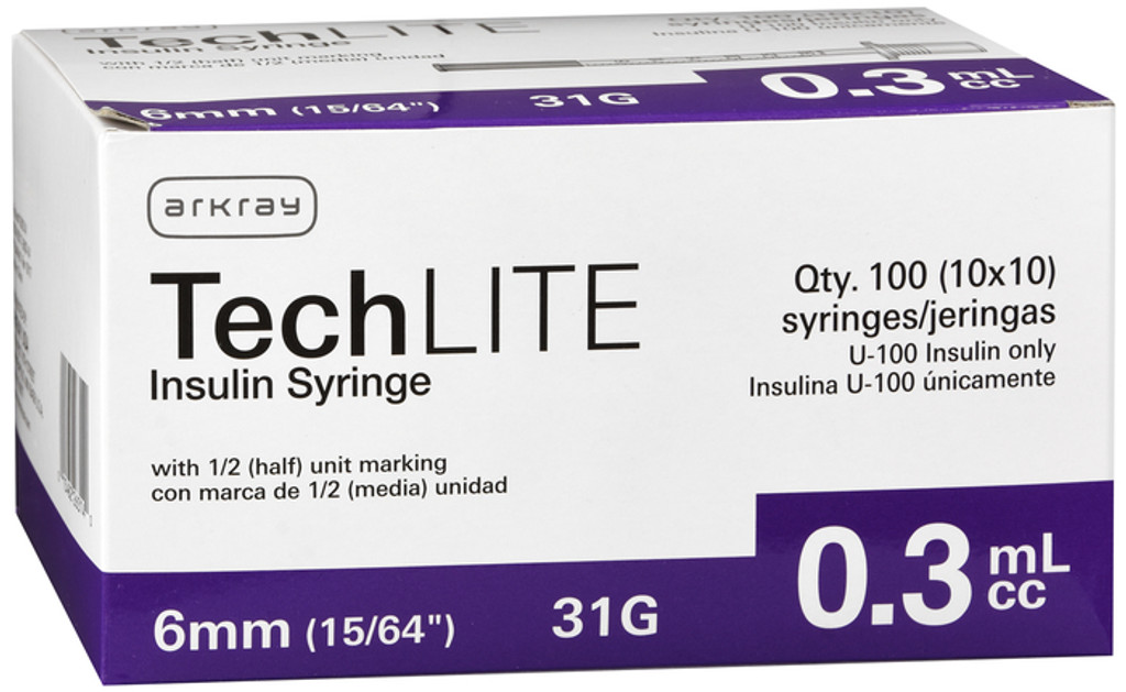 מזרקי אינסולין TechLITE 31 GX 6 MM 0.3 ML 100 ספירות