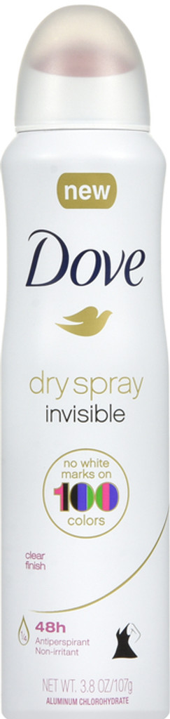 Dove Dry Spray Antiperspirant Deodorant Clear Finish Invisible 3.8 oz