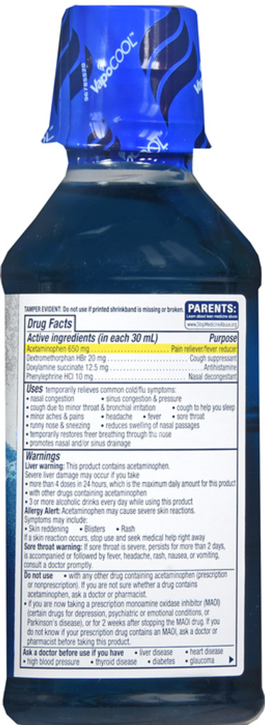 Vicks NyQuil SEVERE with VapoCOOL Nighttime Cough, Cold and Flu relief liquid, Berry 12 Fl Oz