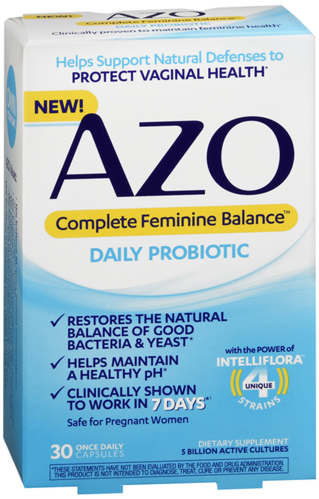 AZO Complete Feminine Balance Tägliche Probiotika für Frauen, 30 Stück, klinisch erwiesenermaßen zum Schutz der vaginalen Gesundheit beitragend, klinisch nachgewiesen, dass sie in 7 Tagen wirken