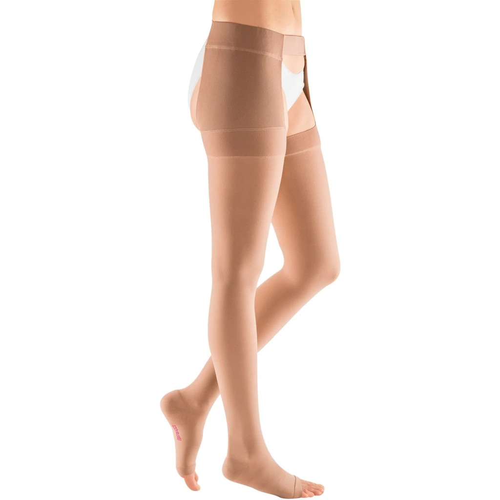 Mediven Plus 30-40 mmHg OPEN TOE Thigh High w/ Waist Attachment RIGHT LEG