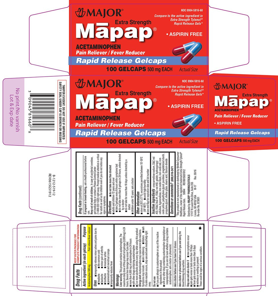 Major Extra Strength Mapap Acetaminophen 500mg Rapid Release Gelcaps   Q3  34144.1612285561 