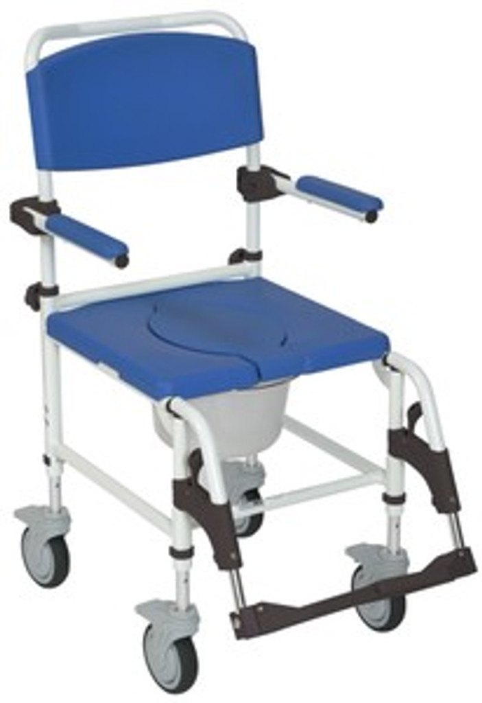 Drive  Aluminum Rehab Shower Commode Chair with Two Rear-locking Casters with 5" Casters