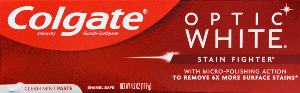 Colgate Optic White Toothpaste Stain Fighter Clean Mint Paste 4.2 Oz