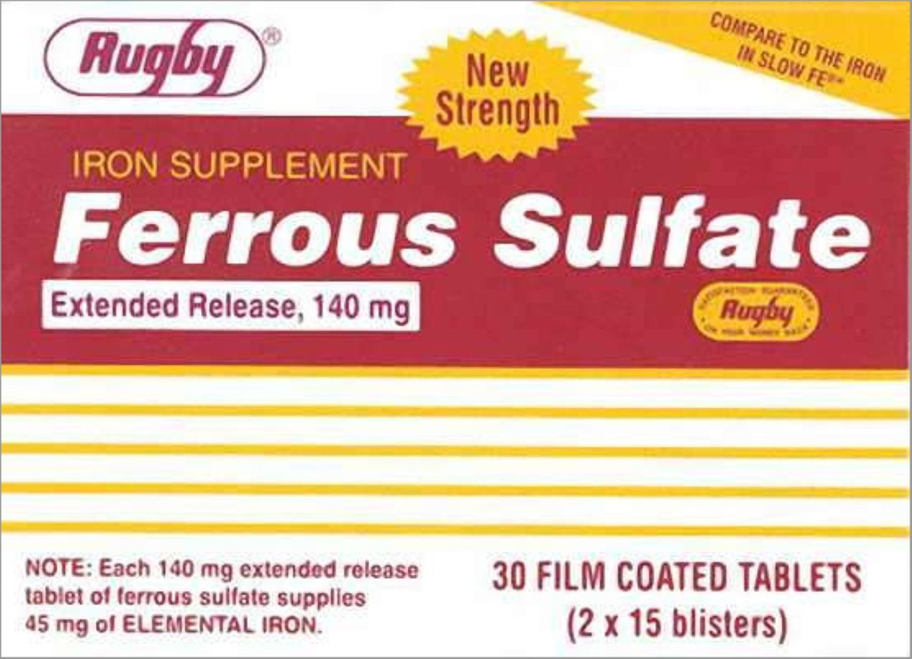 Rugby Ferrous Sulfate Extended-Release 140mg Tablets 30 Counts