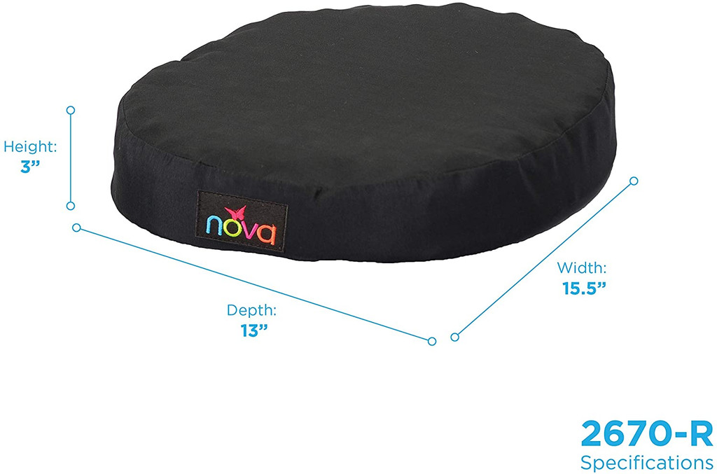 Nova Donut Pillow Seat Cushion With Convoluted “egg Crate” Foam Travel Ring Cushion #2670-R Removable & Washable Black Cover