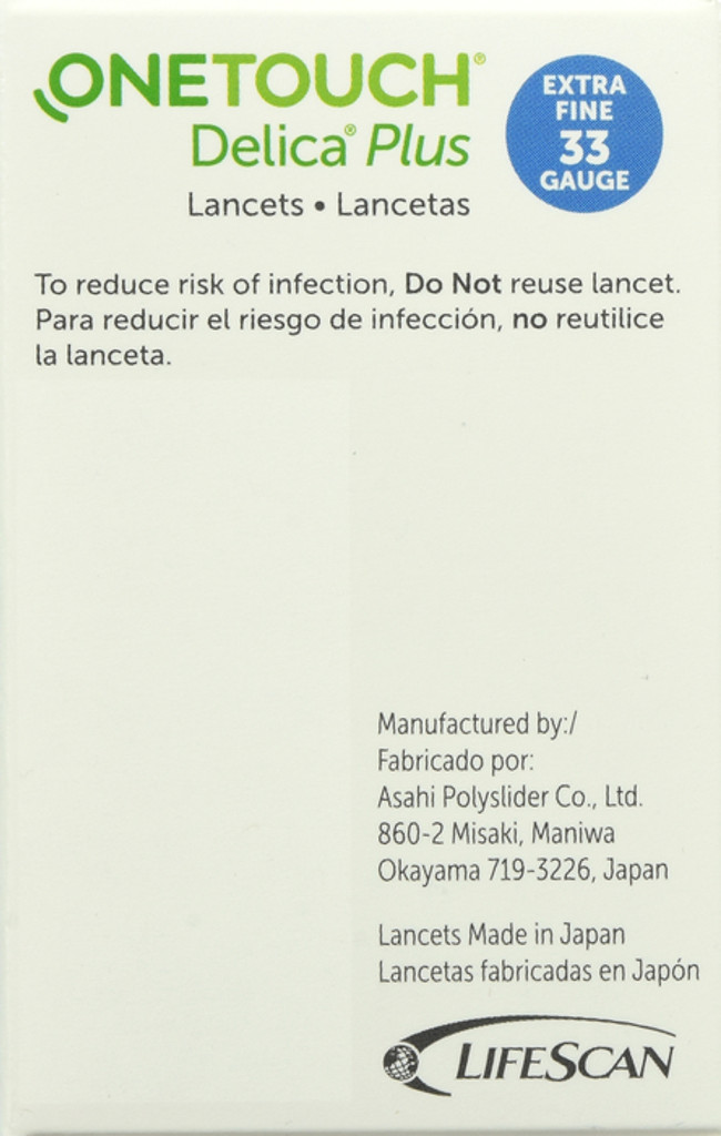 Lancettes Onetouch Delica Plus, calibre 33, 100 unités