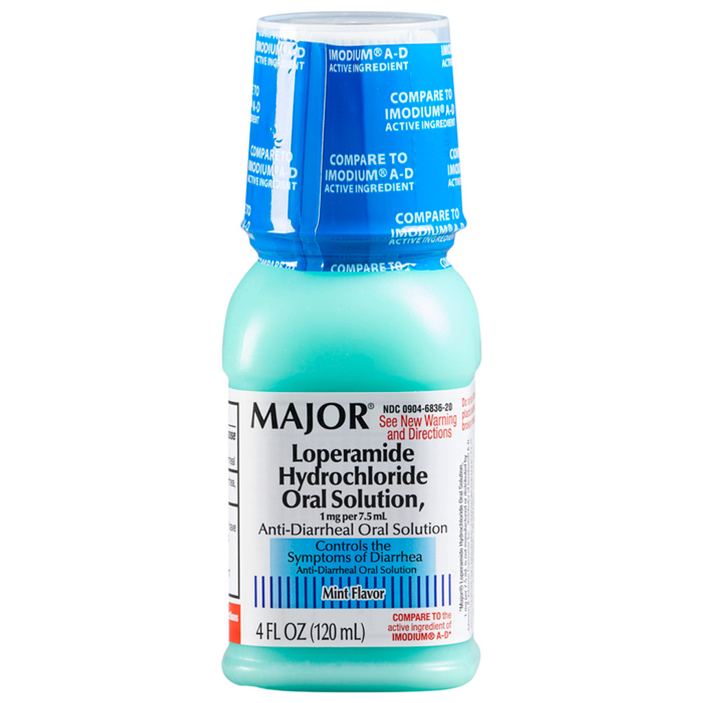 Major Loperamide Hydrochloride Oral Suspension Anti-Diarrheal Liquid Controls the Symptoms of Diarrhea Mint Flavor 1 mg Loperamide Hydrochloride per 7.5 mL 4 FL Oz