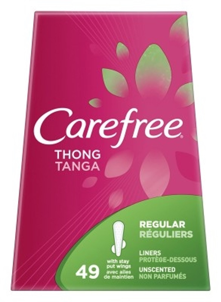 Carefree tanga regular 49 hilos con forro sin perfume x 2 hilos