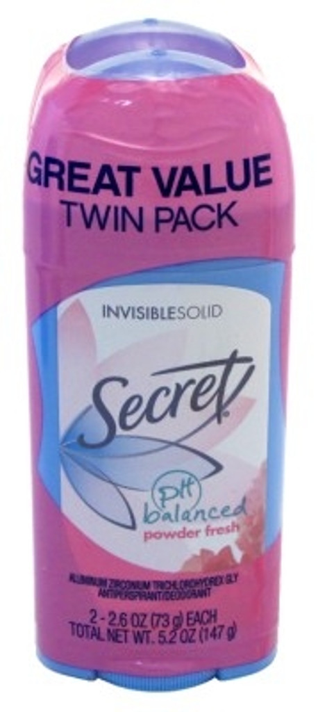 Secret deodorant pulver fersk solid 2.6oz stor verdi twin pk