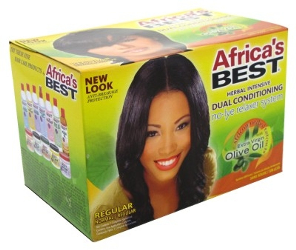 Africas Best Relaxer Regular Dual Cond With Olive Oil Kit X 3 Counts