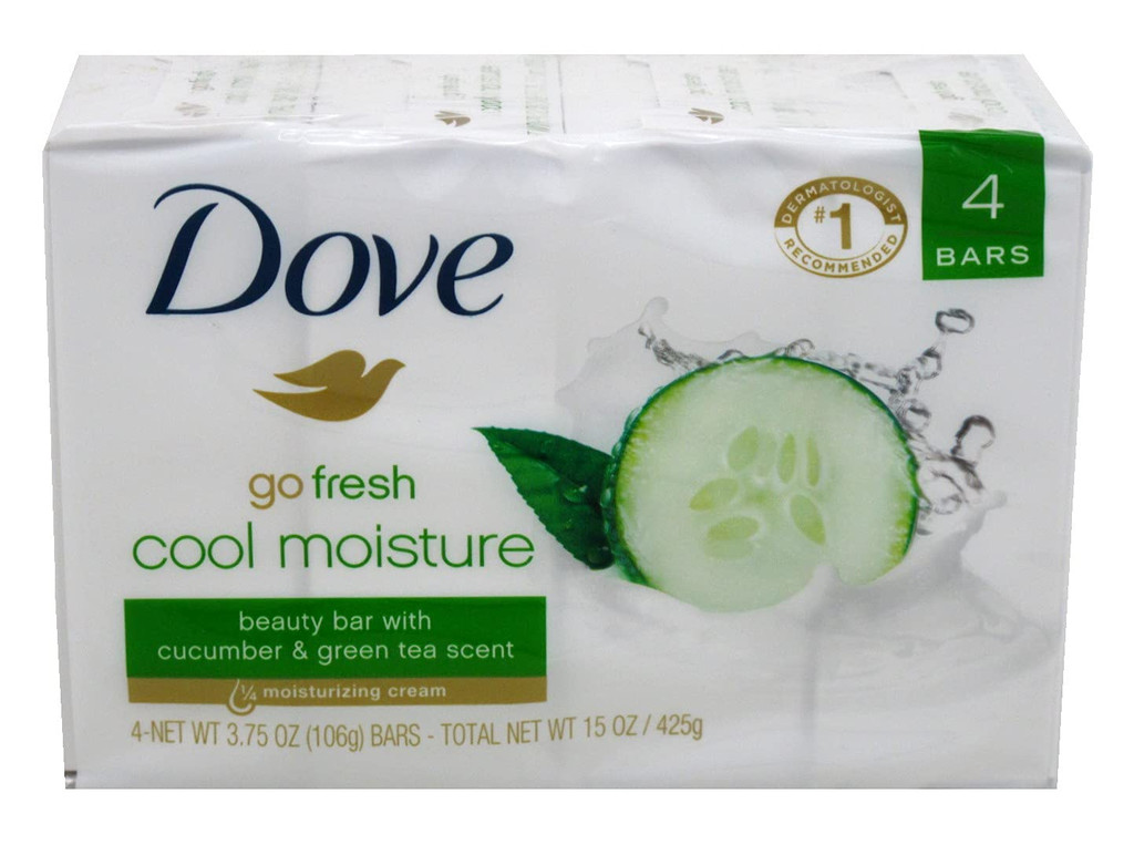 Sabonete em barra Dove Go Fresh Cool Moisture 3,75 onças, 4 contagens, pacote de 3