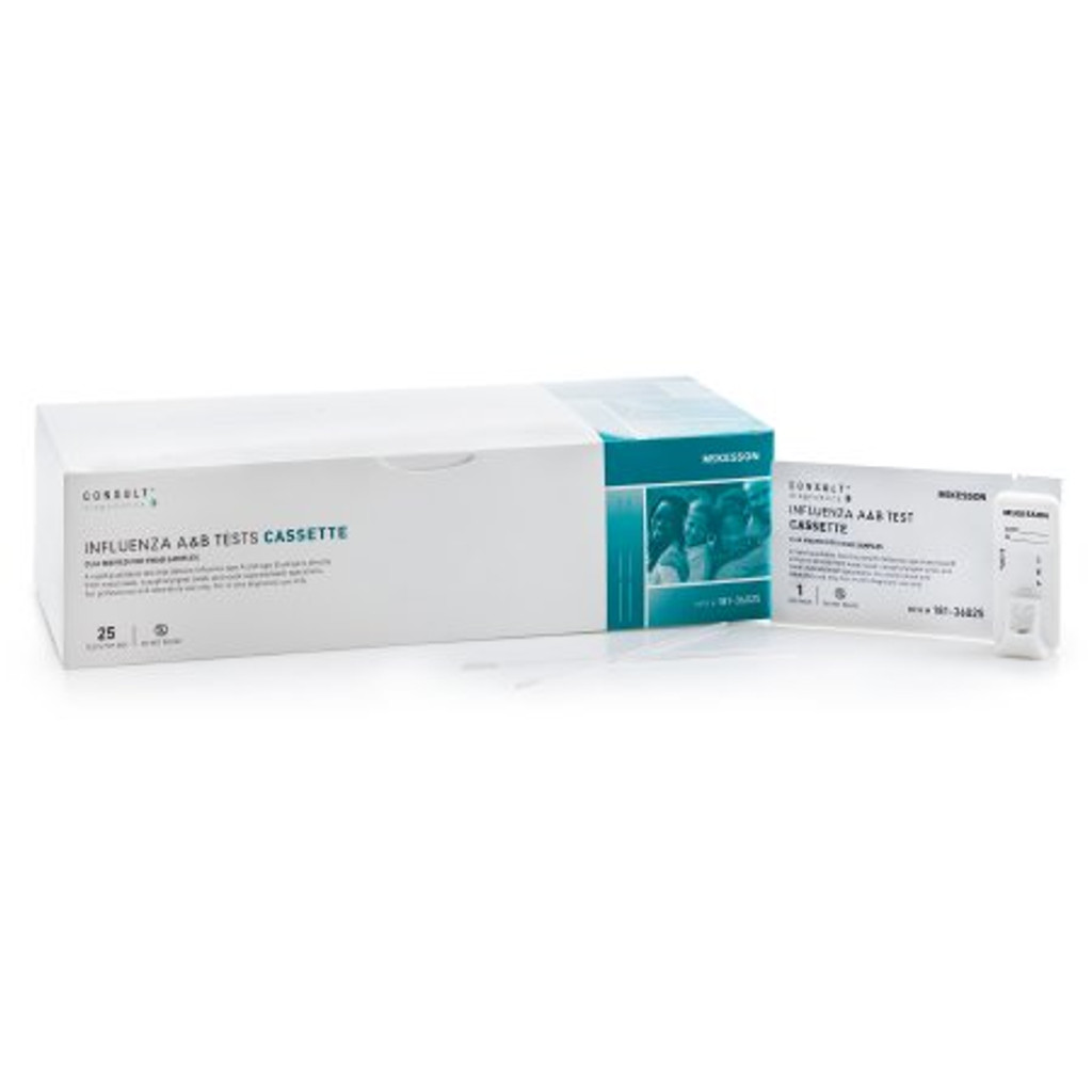 Kit de test rapide mckesson consult™ test immunologique des maladies infectieuses grippe a + b écouvillon nasal/lavage nasopharyngé/échantillon d'aspiration nasopharyngée 25 tests
