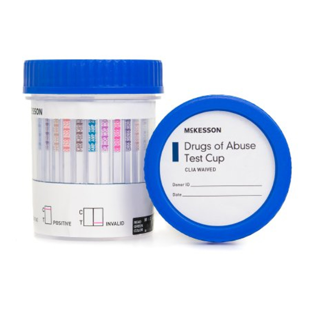 Test de drogues abusives McKesson Panel de 12 médicaments avec adultérants AMP, BAR, BUP, BZO, COC, mAMP/MET, MDMA, MOP300, MTD, OXY, PCP, THC (OX, pH, SG) Échantillon d'urine 25 tests
