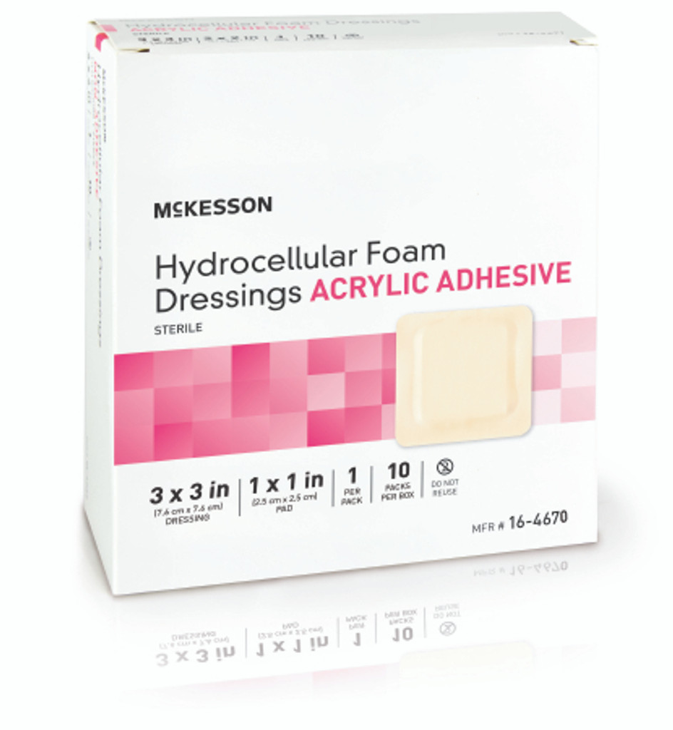 Foam Dressing McKesson 3 X 3 Inch Square Acrylic Adhesive with Border Sterile
