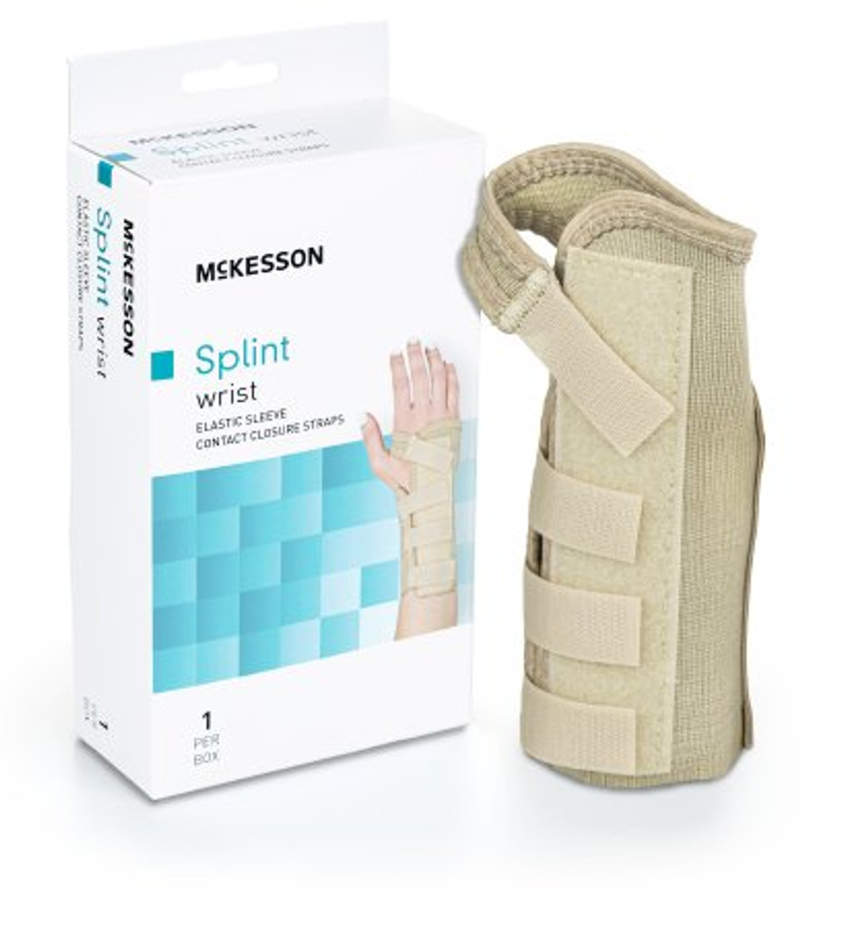 Muñequera mckesson perfil bajo / contorneada / envolvente aluminio / algodón / elástica derecha beige grande
