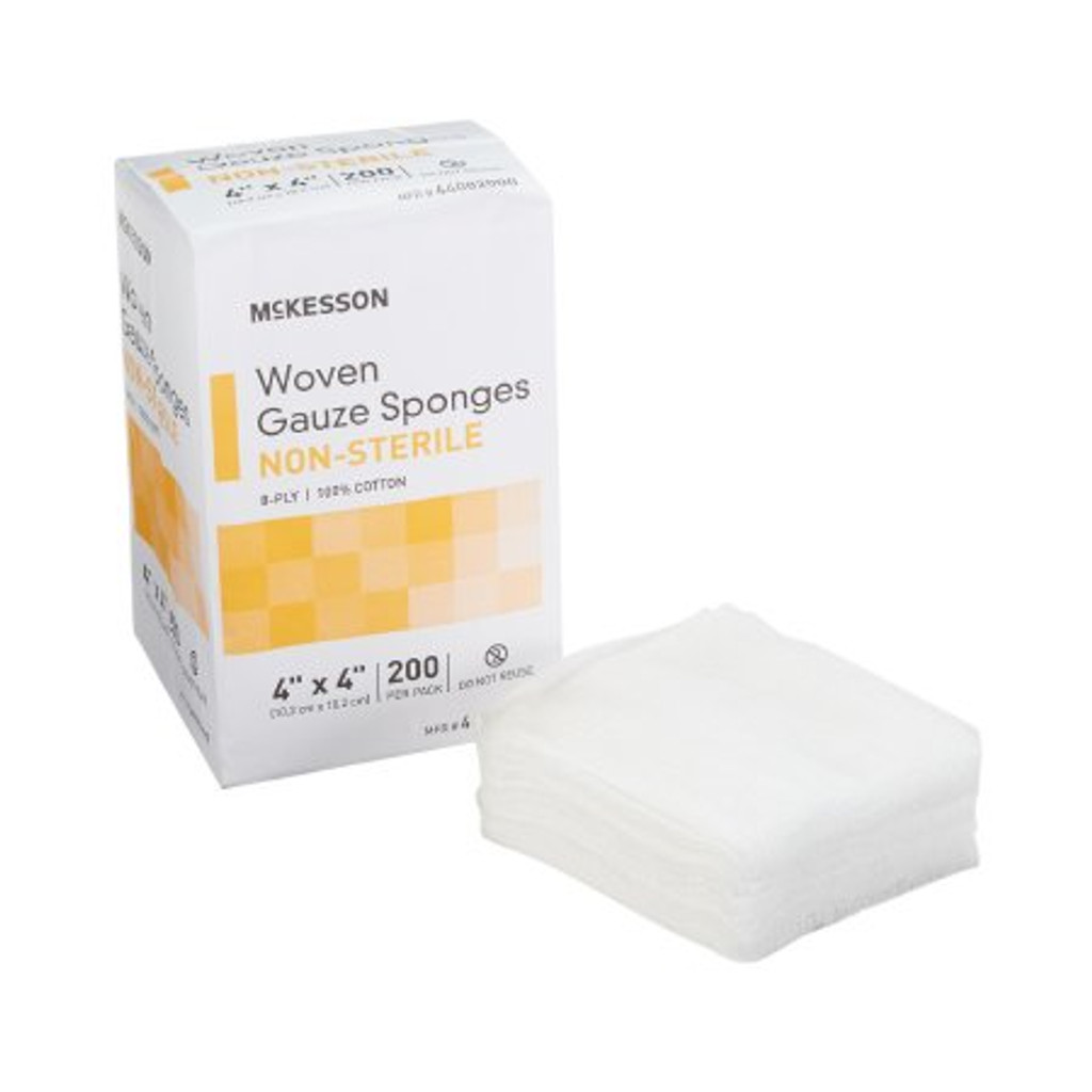 Gaasspons Mckesson-katoen 8-laags 10 x 10 cm vierkant niet-steriel
